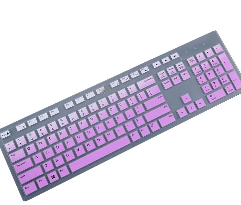 UHamn Dell Keyboard Protector Skin Cover - Compatible with Dell Desktop KM636 KB216, Optiplex 5250 3050 3240 5460 7450 7050, Inspiron AIO 3475 3670 3477 - Purple Ombre - Image 1